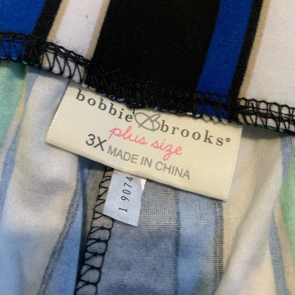 Bobbie Brooks Plus Size 3X Wide Leg Palazzo Pants | Striped Tie-Waist - Picture 3 of 6